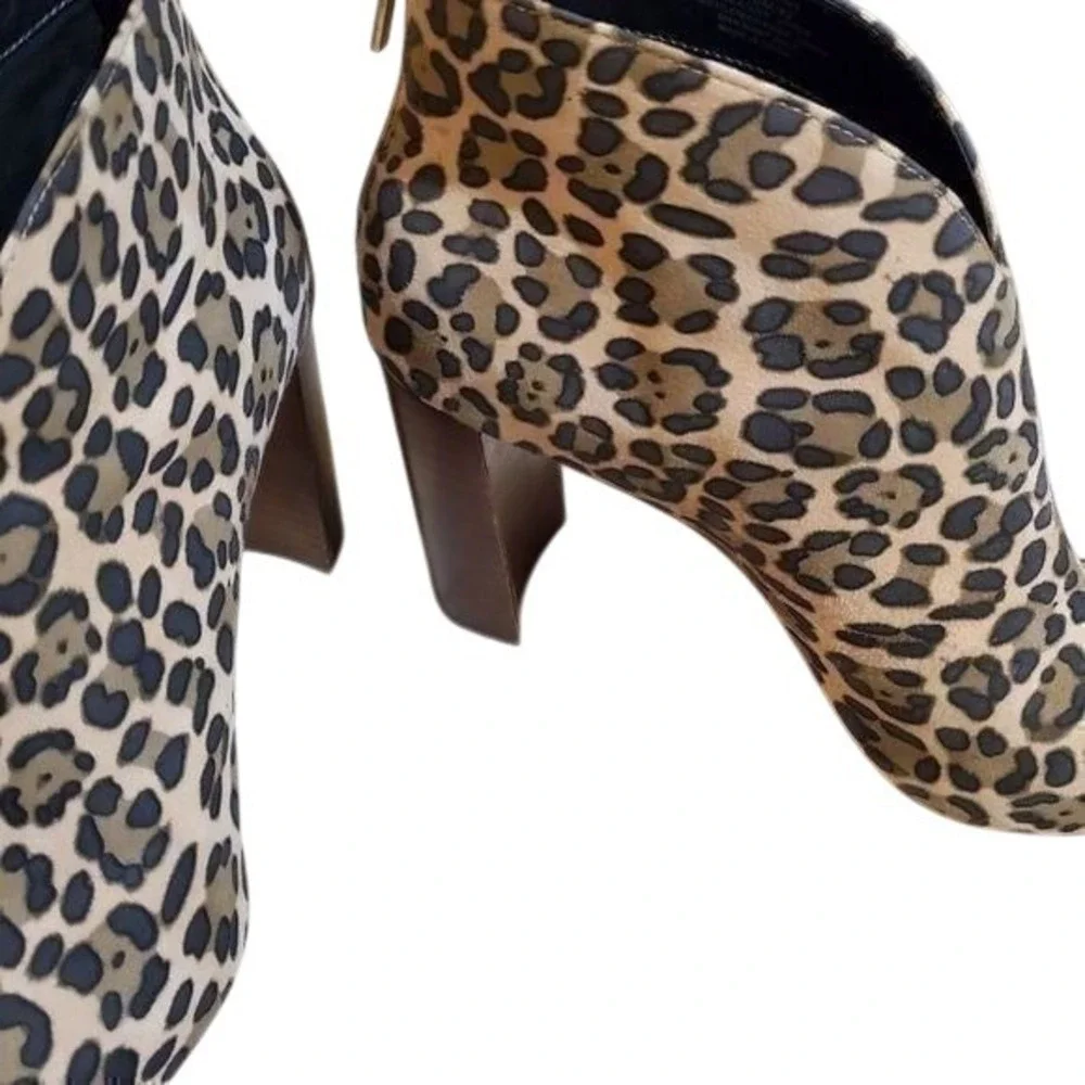 SOLE society leopard print‎ block heel chunky bohemian bootie boots size 10 New